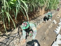 Pembangunan Plengsengan Program TMMD Ke 121 Kodim Probolinggo Di Desa Kalianan Hampir Tuntas