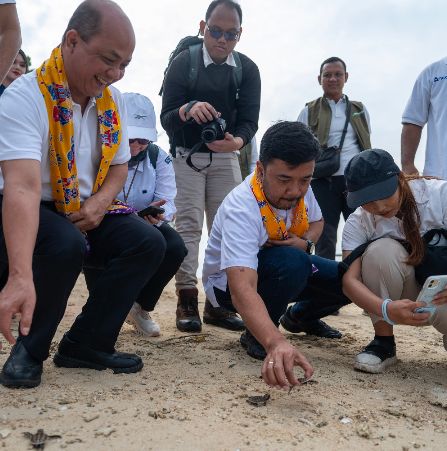 Pelepasan Tukik Penyu Sisik di Pulau Bidadari: ‘Serobu Tukik Sejuta Harapan’
