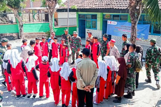 TMMD 125 Bojonegoro, Satgas, PMI dan Tagana Bersinergi Sosialisasikan Sekolah Siaga Bencana