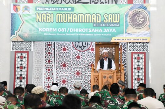 Lewat Maulid Nabi Muhammad SAW, Korem 081/DSJ Perkuat Moralitas Prajurit