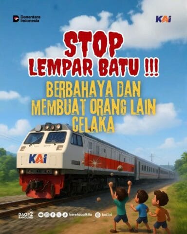 KAI Daop 2 Bandung Ingatkan Bahaya Aksi Pelemparan dan Vandalisme Terhadap Kereta Api