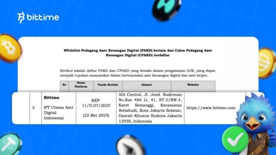 Bittime Terdaftar dalam Whitelist Penyelenggara Perdagangan Aset Keuangan Digital dan Aset Kripto Berizin oleh OJK