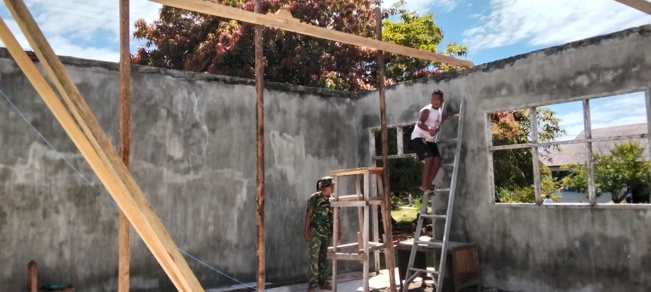 Satgas TMMD Rehab Perpustakaan Sekolah